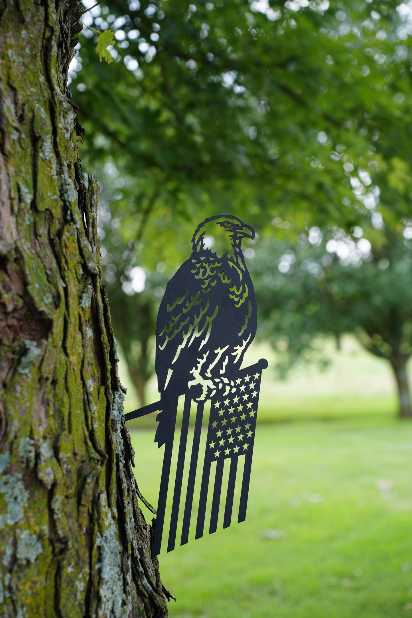 Eagle & American Flag Tree Stake