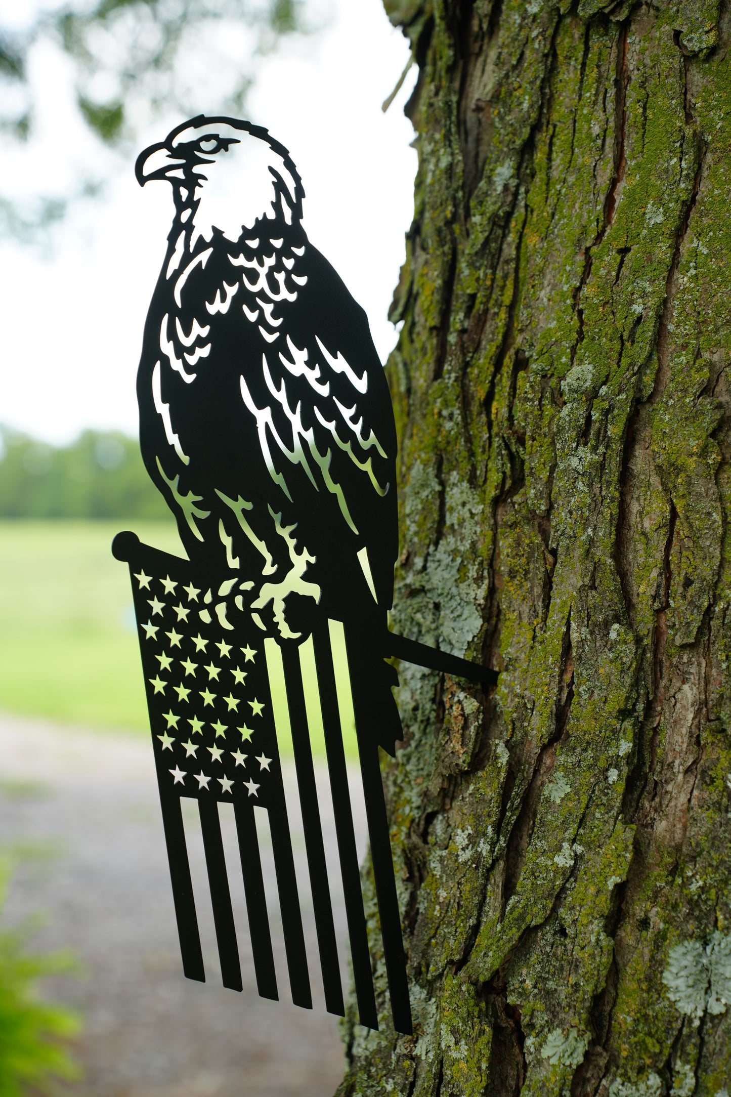 Eagle & American Flag Tree Stake